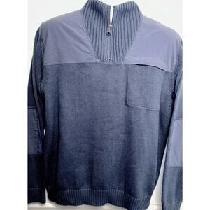 Duluth Trading Men’s Large Blue Brigadier Mock Neck Wool Cotton Blend Sweater